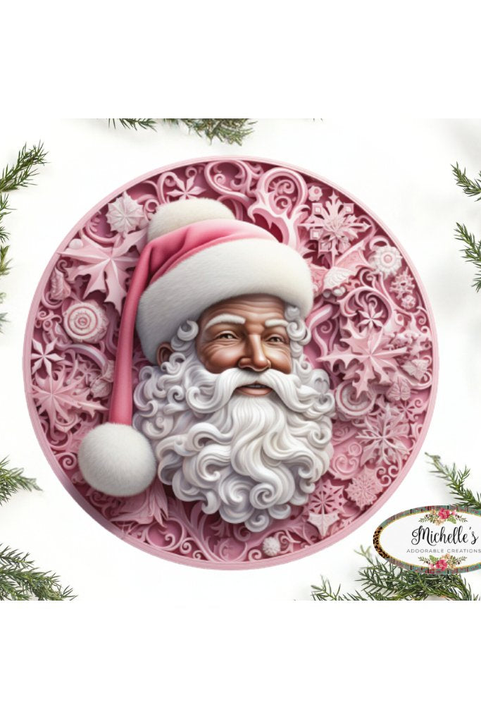 Shop For Pink African American Faux 3D Santa Sign - Wreath Enhancement at Michelle's aDOORable Creations