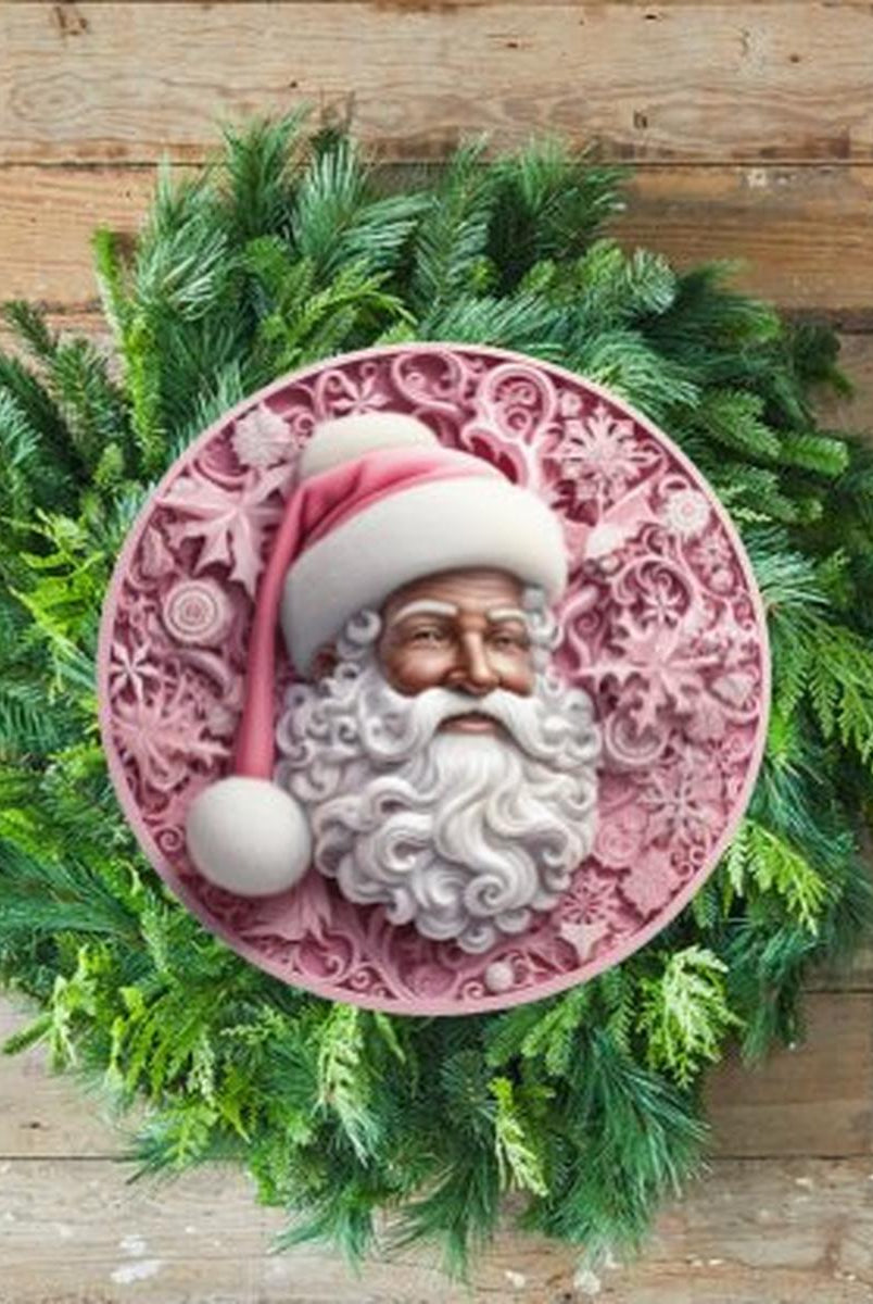 Shop For Pink African American Faux 3D Santa Sign - Wreath Enhancement at Michelle's aDOORable Creations