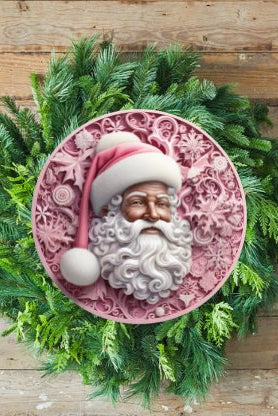 Shop For Pink African American Faux 3D Santa Sign - Wreath Enhancement at Michelle's aDOORable Creations