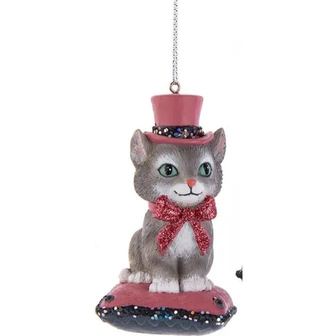 Shop For Pink and Pewter Dog or Cat On Pillow Ornament at Michelle's aDOORable Creations
