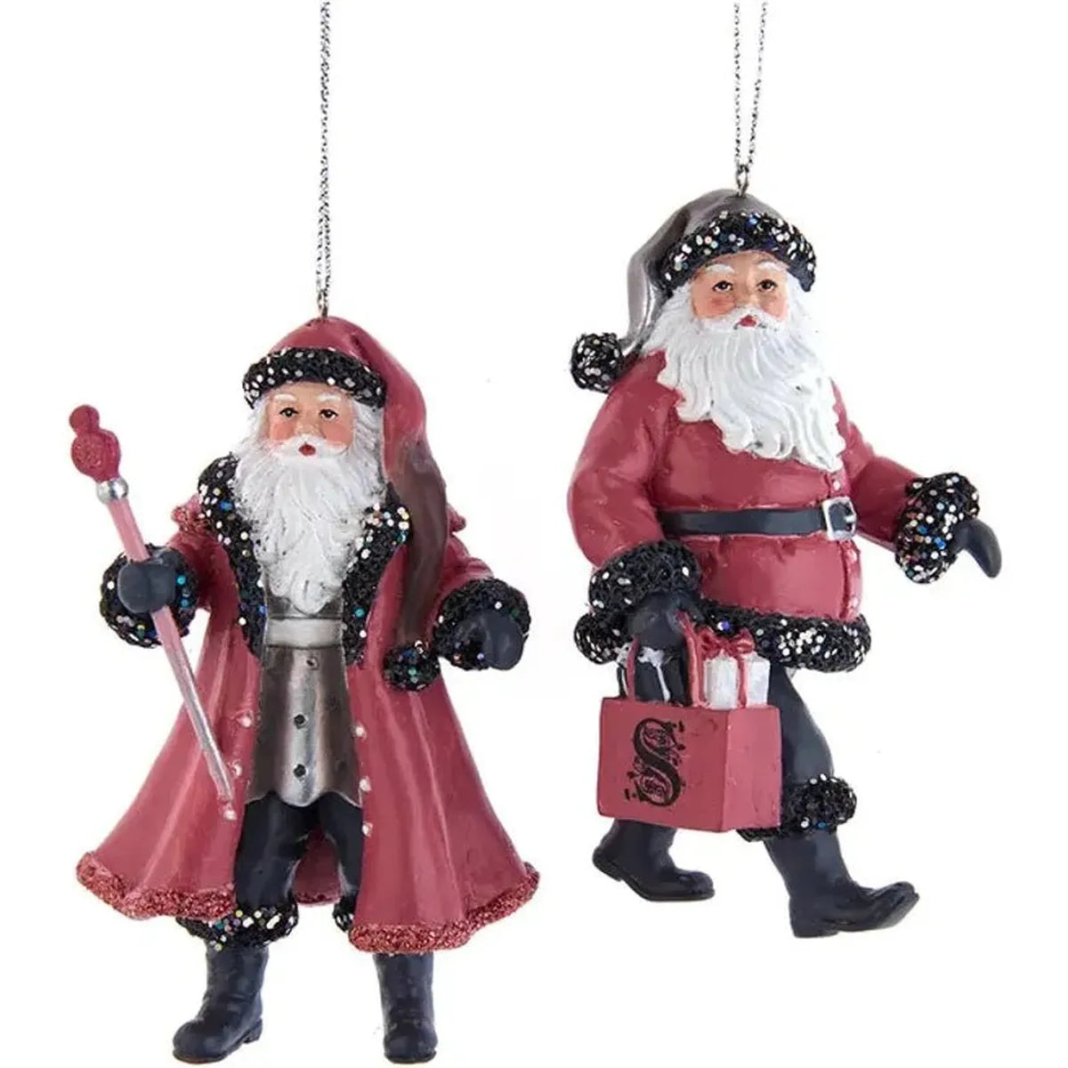 Shop For Pink and Pewter Santa Ornaments (Asst 2) at Michelle's aDOORable Creations