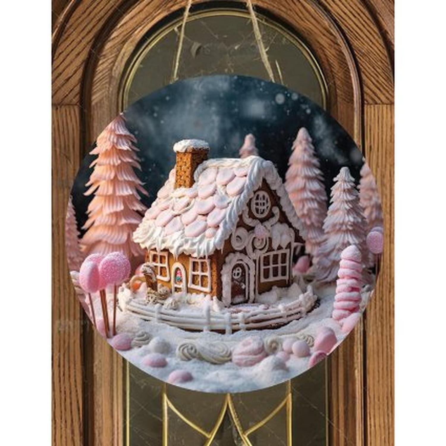 Shop For Pink Gingerbread House Christmas Sign - Wreath Enhancement at Michelle's aDOORable Creations