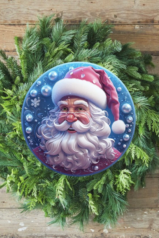 Shop For Pink Ice Blue 3D Santa Christmas Sign - Wreath Enhancement at Michelle's aDOORable Creations