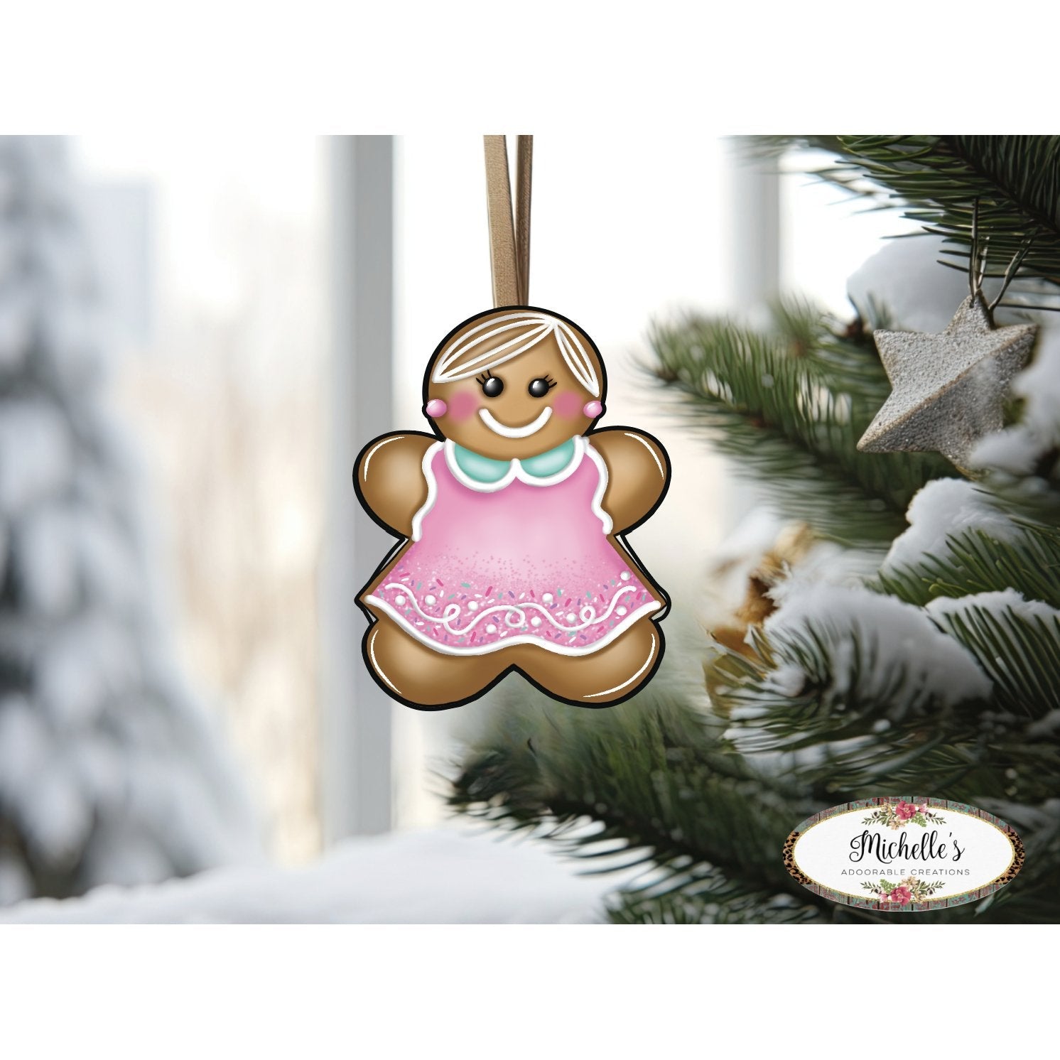 Shop For Pink Mint Gingerbread Girl Sign GBG4 - Wreath Enhancement at Michelle's aDOORable Creations