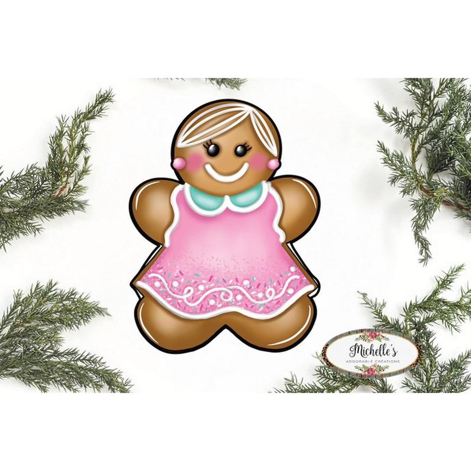 Shop For Pink Mint Gingerbread Girl Sign GBG4 - Wreath Enhancement at Michelle's aDOORable Creations