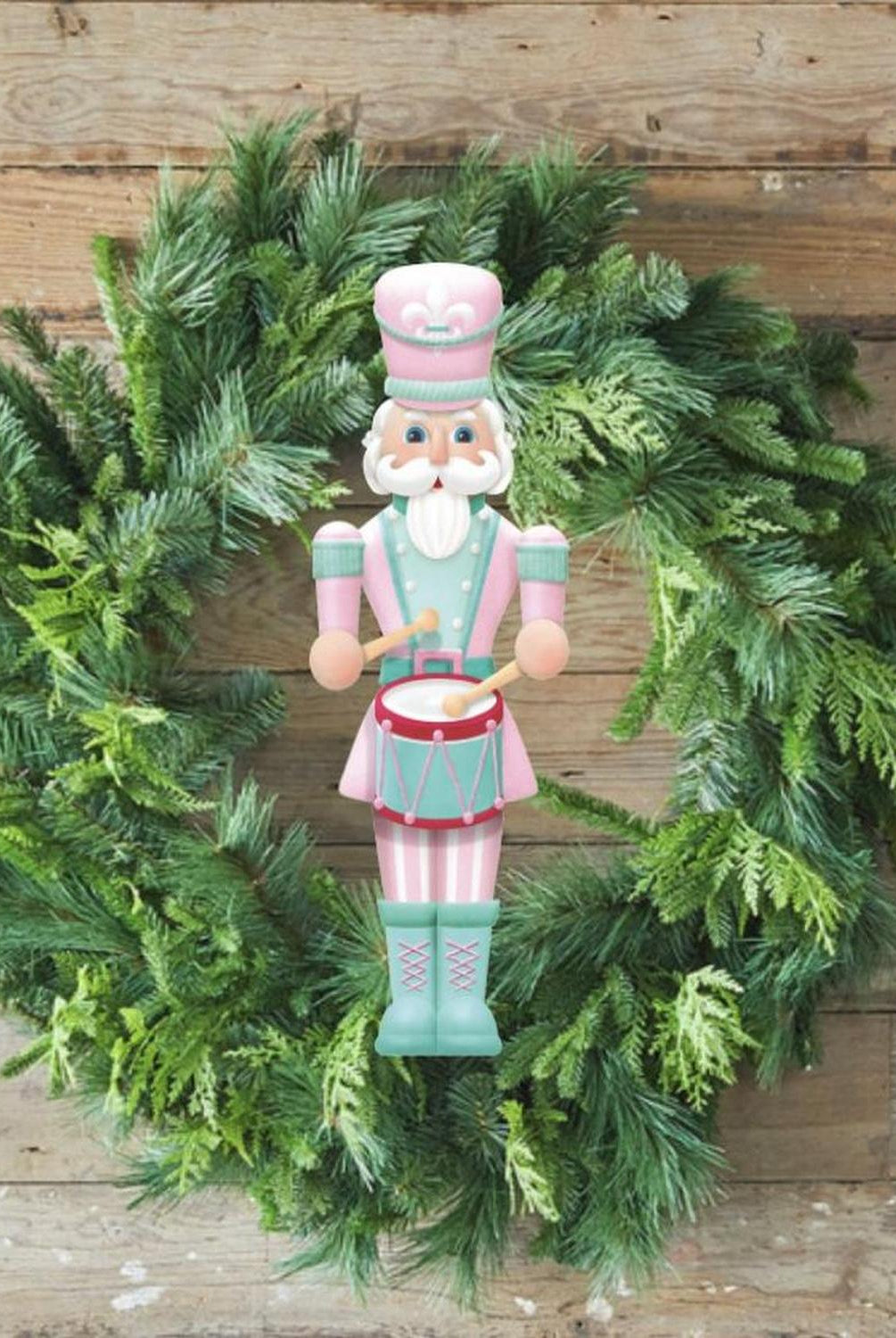 Pink Mint Green Nutcracker Sign - Wreath Enhancement