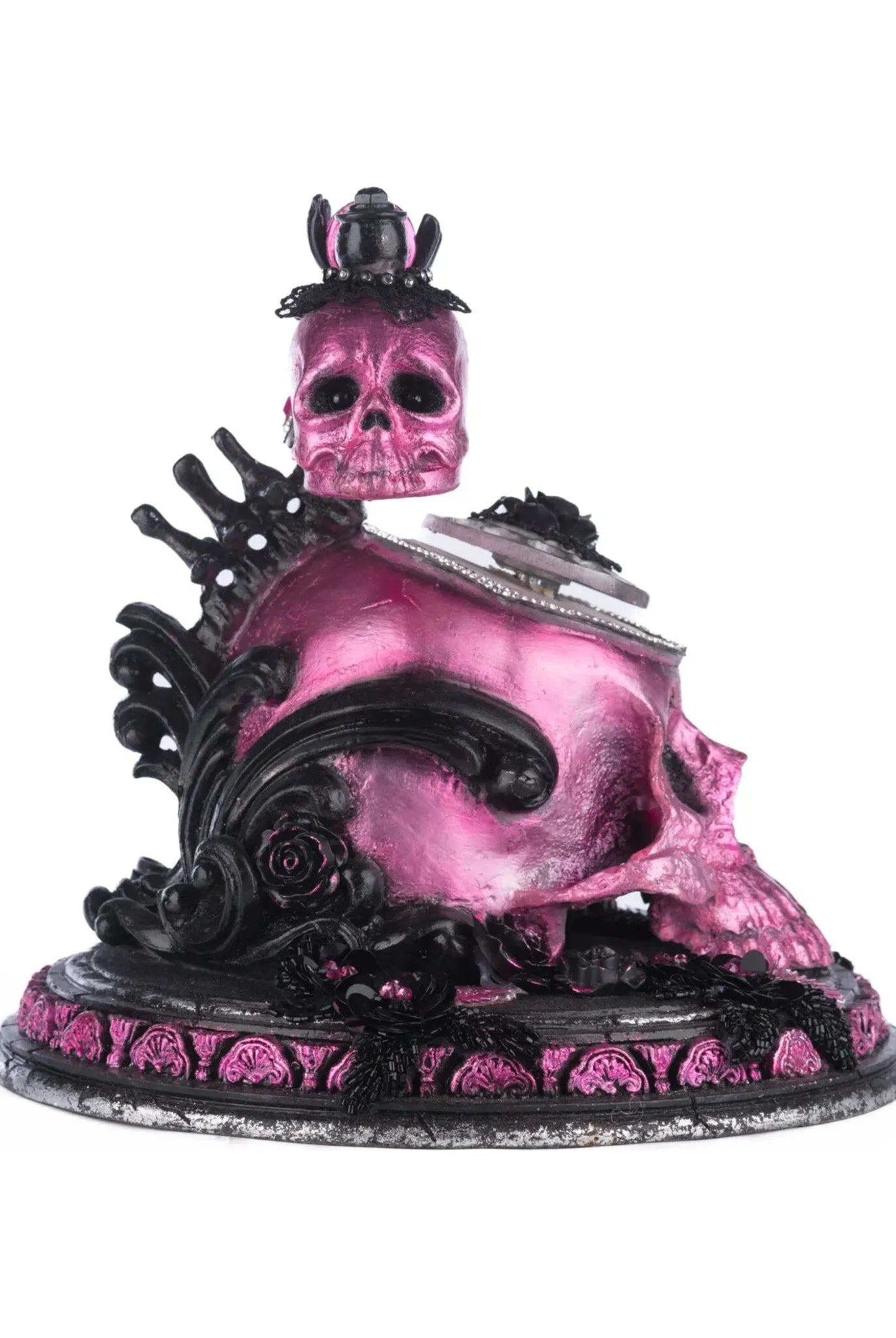 Shop For Pink Panic Possession Skull and Roses Phone Tabletop at Michelle's aDOORable Creations