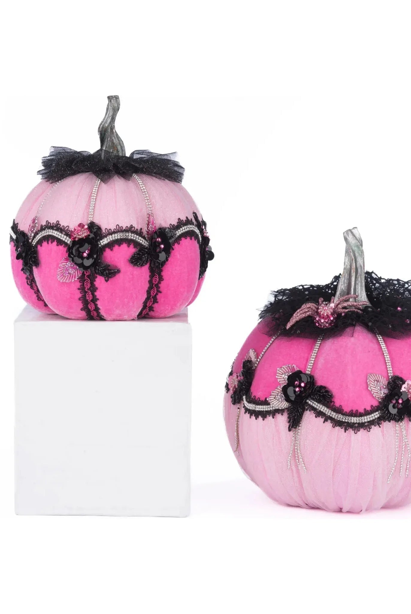 Shop For Pink Passion Floral Pumpkins (Set of 2) at Michelle's aDOORable Creations