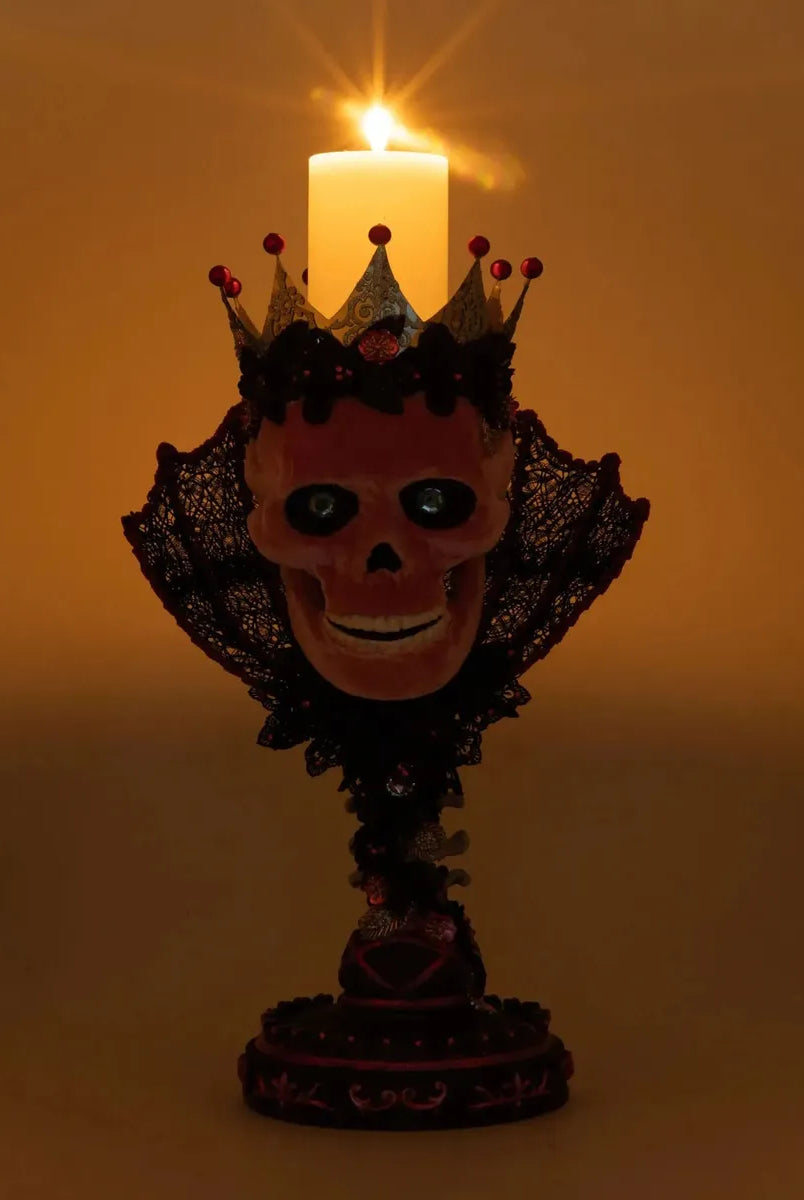 Shop For Pink Passion Skull Pillar Candle Holder at Michelle's aDOORable Creations