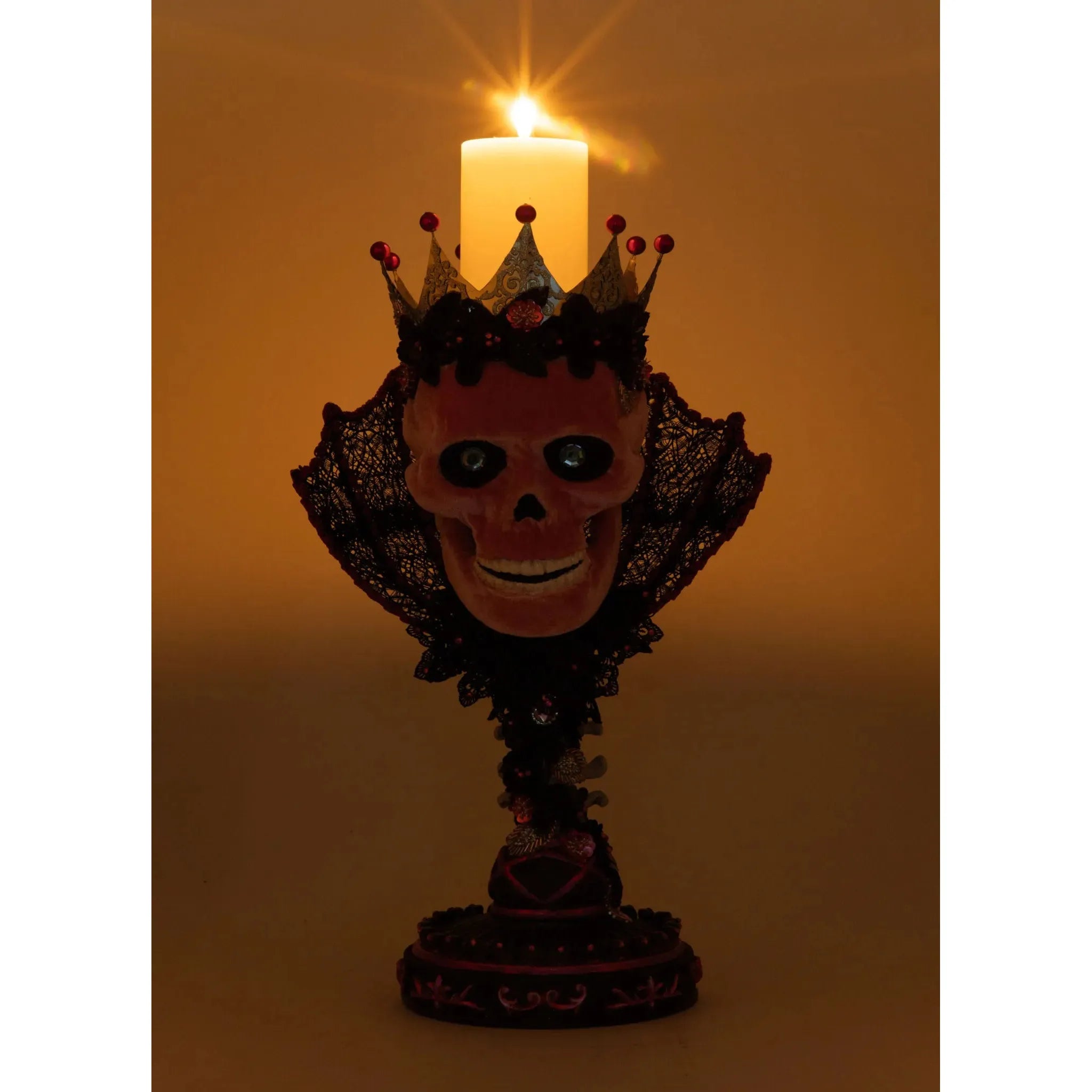 Shop For Pink Passion Skull Pillar Candle Holder at Michelle's aDOORable Creations