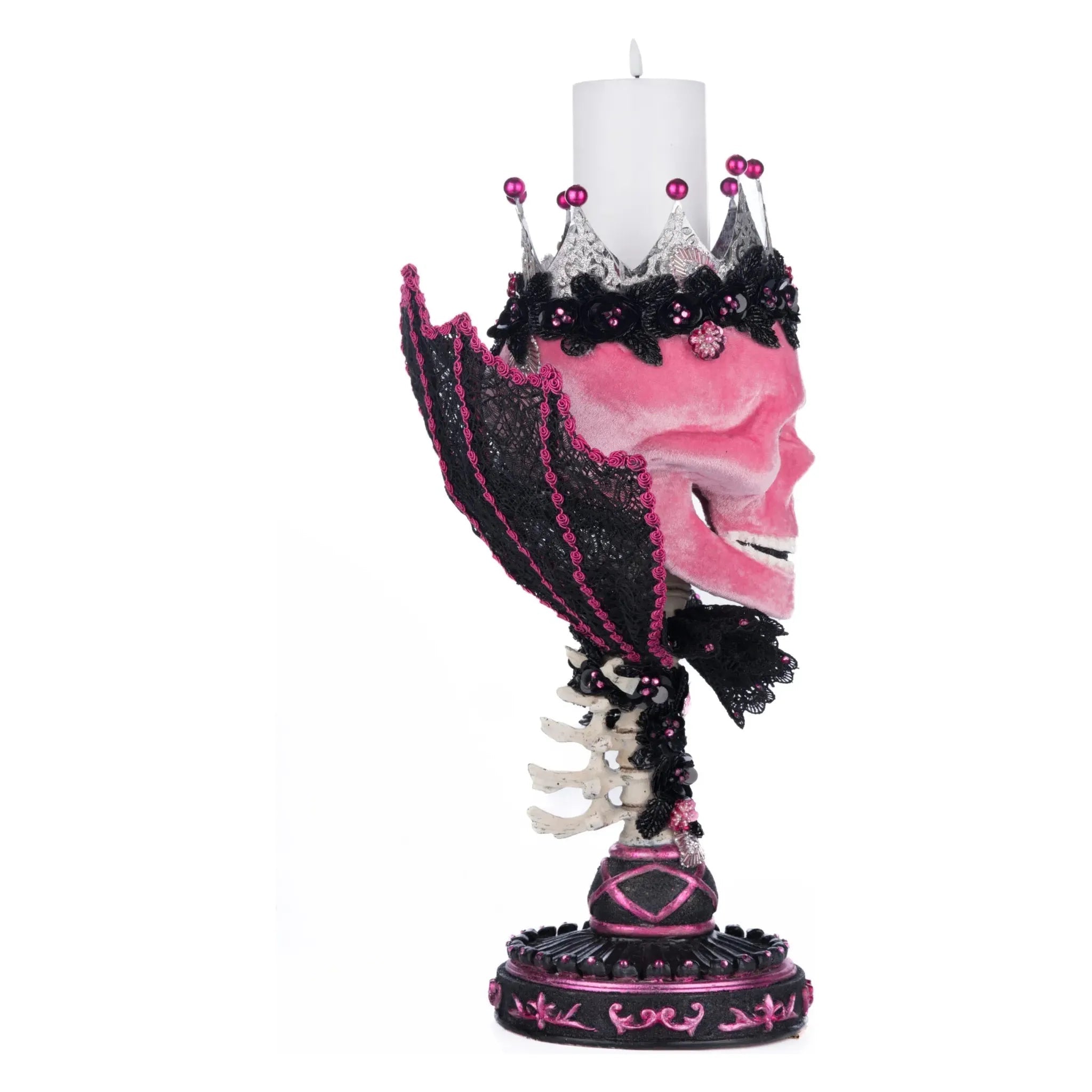 Shop For Pink Passion Skull Pillar Candle Holder at Michelle's aDOORable Creations