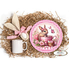 Shop For Pink Plaid Check Easter Spring Bunny Teacup Sign at Michelle's aDOORable Creations