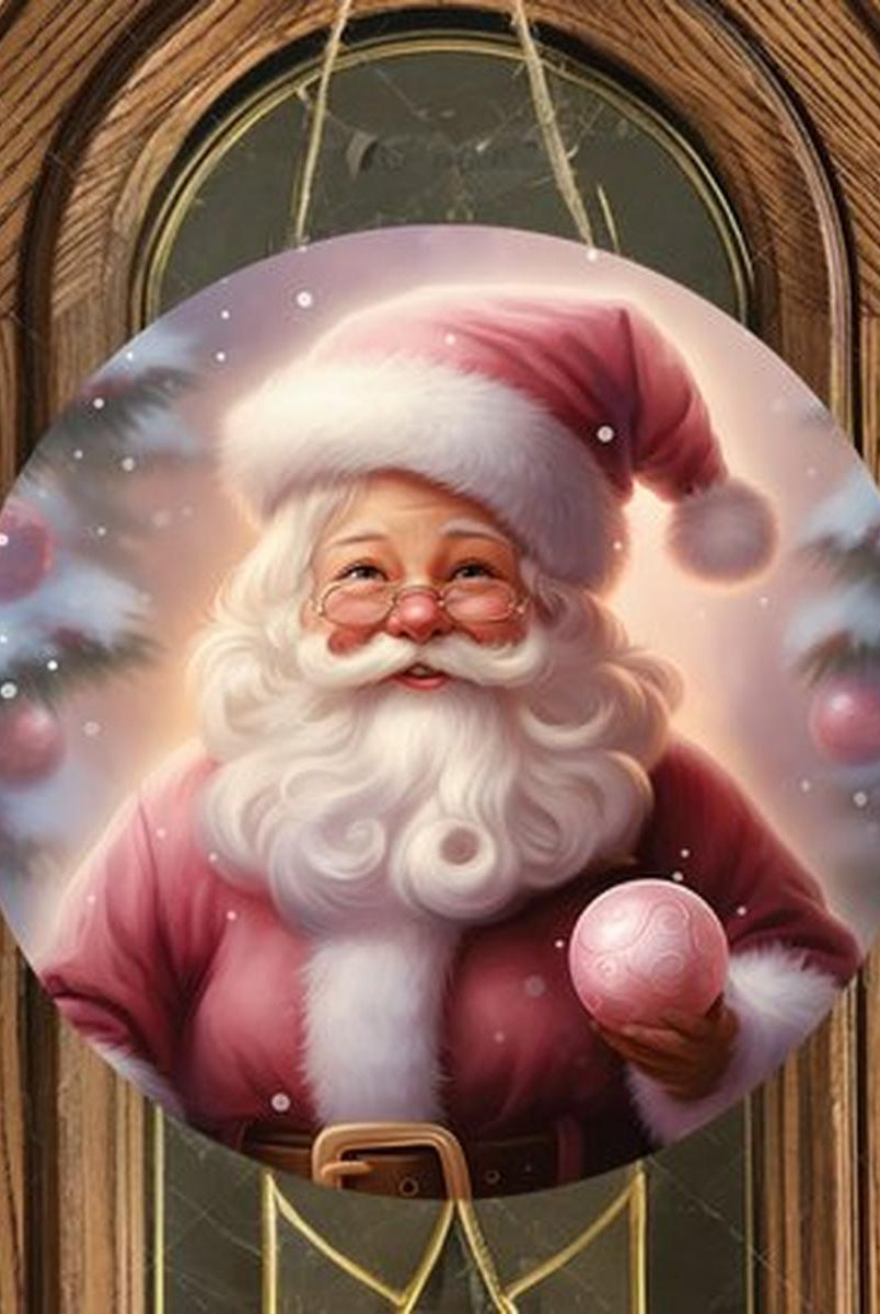 Shop For Pink Santa Claus Christmas Tree Sign - Wreath Enhancement at Michelle's aDOORable Creations