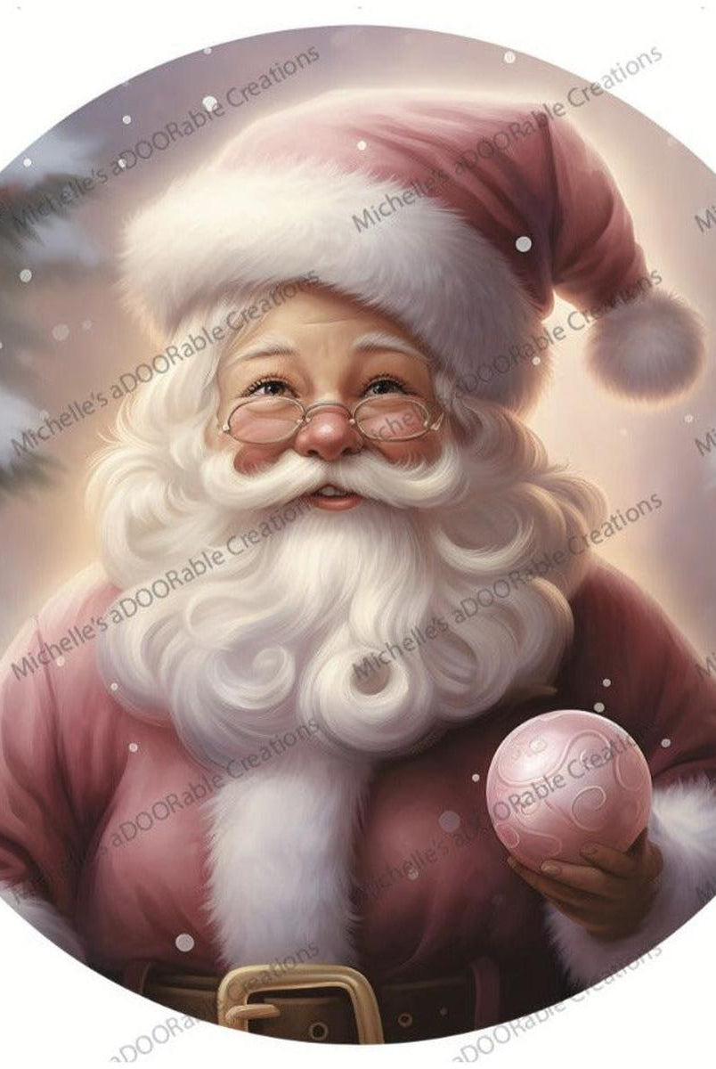 Shop For Pink Santa Claus Christmas Tree Sign - Wreath Enhancement at Michelle's aDOORable Creations