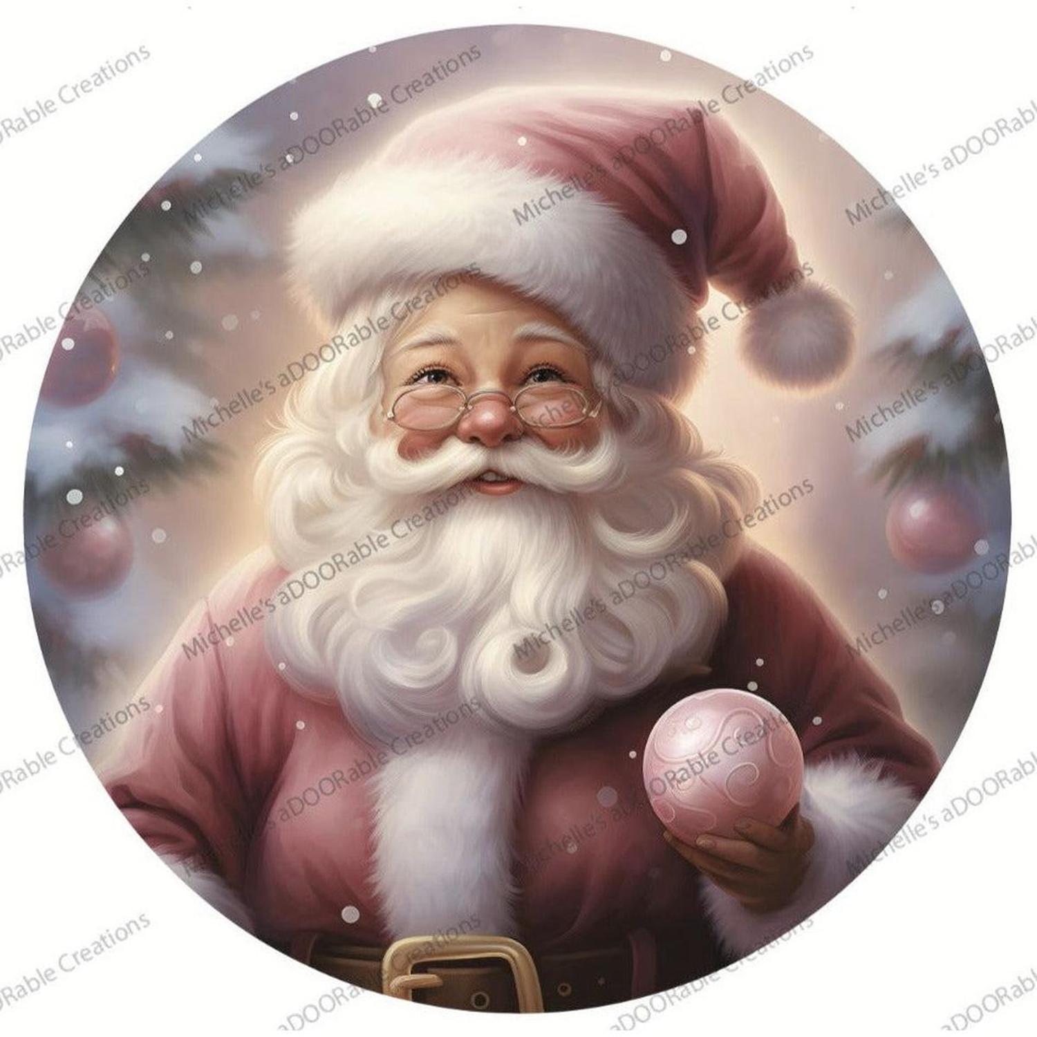 Shop For Pink Santa Claus Christmas Tree Sign - Wreath Enhancement at Michelle's aDOORable Creations