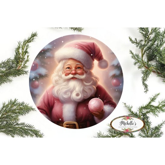 Shop For Pink Santa Claus Christmas Tree Sign - Wreath Enhancement at Michelle's aDOORable Creations