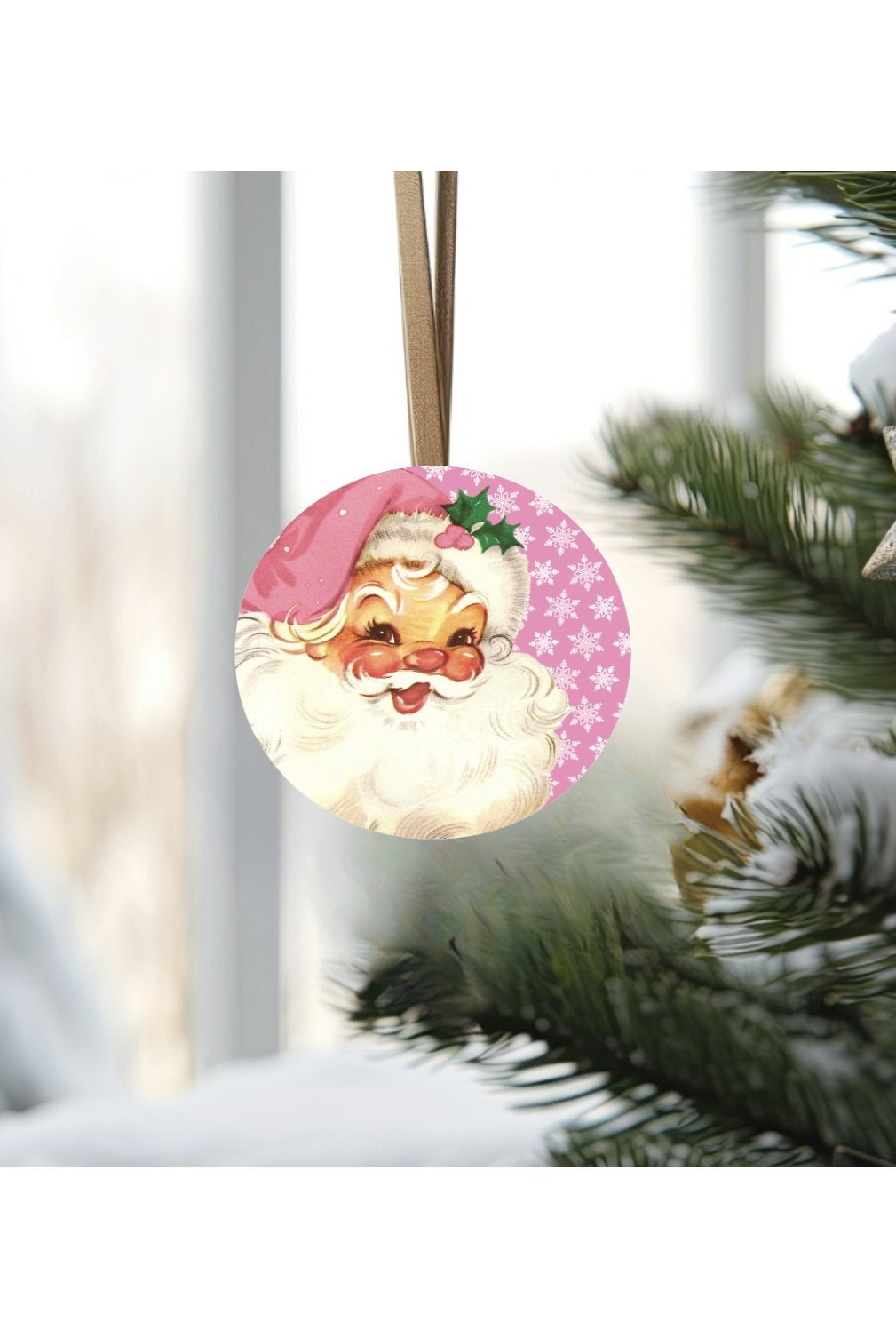 Shop For Pink Snowflakes Vintage Santa Christmas Sign - Wreath Enhancement at Michelle's aDOORable Creations