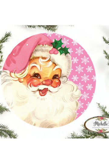 Shop For Pink Snowflakes Vintage Santa Christmas Sign - Wreath Enhancement at Michelle's aDOORable Creations