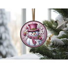 Shop For Pink Snowman Top Hat Round Sign - Wreath Enhancement at Michelle's aDOORable Creations