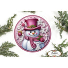 Shop For Pink Snowman Top Hat Round Sign - Wreath Enhancement at Michelle's aDOORable Creations