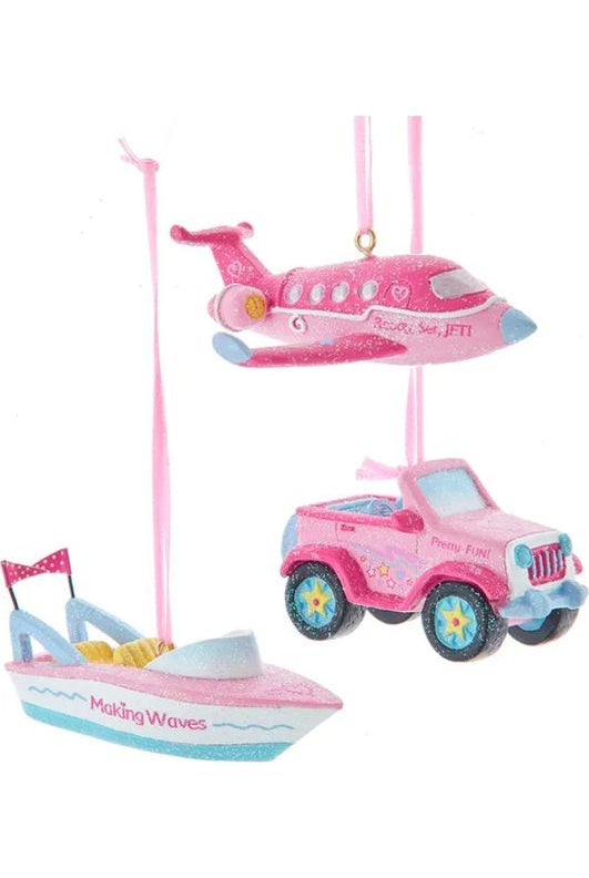 Pink Vehicle Ornaments - Michelle's aDOORable Creations - Holiday Ornaments