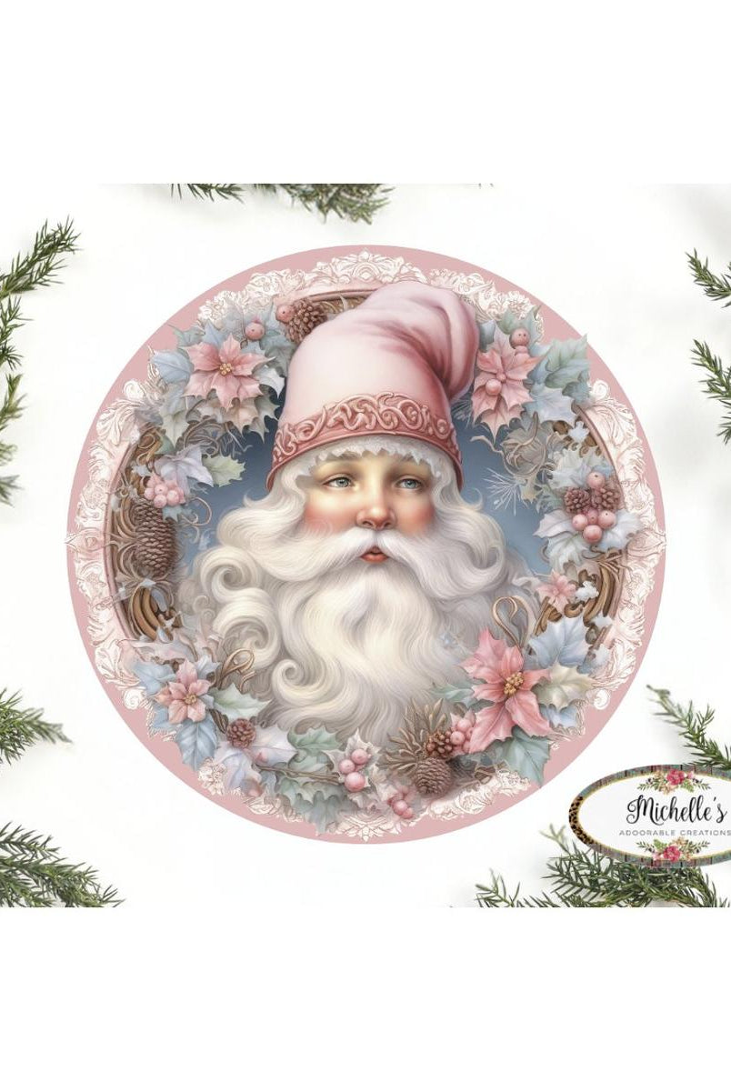 Shop For Pink Vintage Santa Claus Sign - Wreath Enhancement at Michelle's aDOORable Creations
