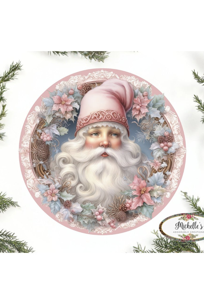 Shop For Pink Vintage Santa Claus Sign - Wreath Enhancement at Michelle's aDOORable Creations