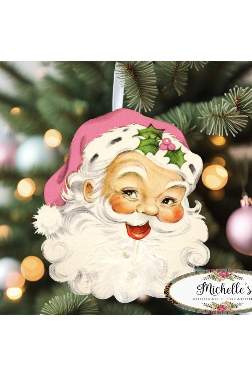 Shop For Pink Vintage Santa Face Sign SF1 - Wreath Enhancement at Michelle's aDOORable Creations