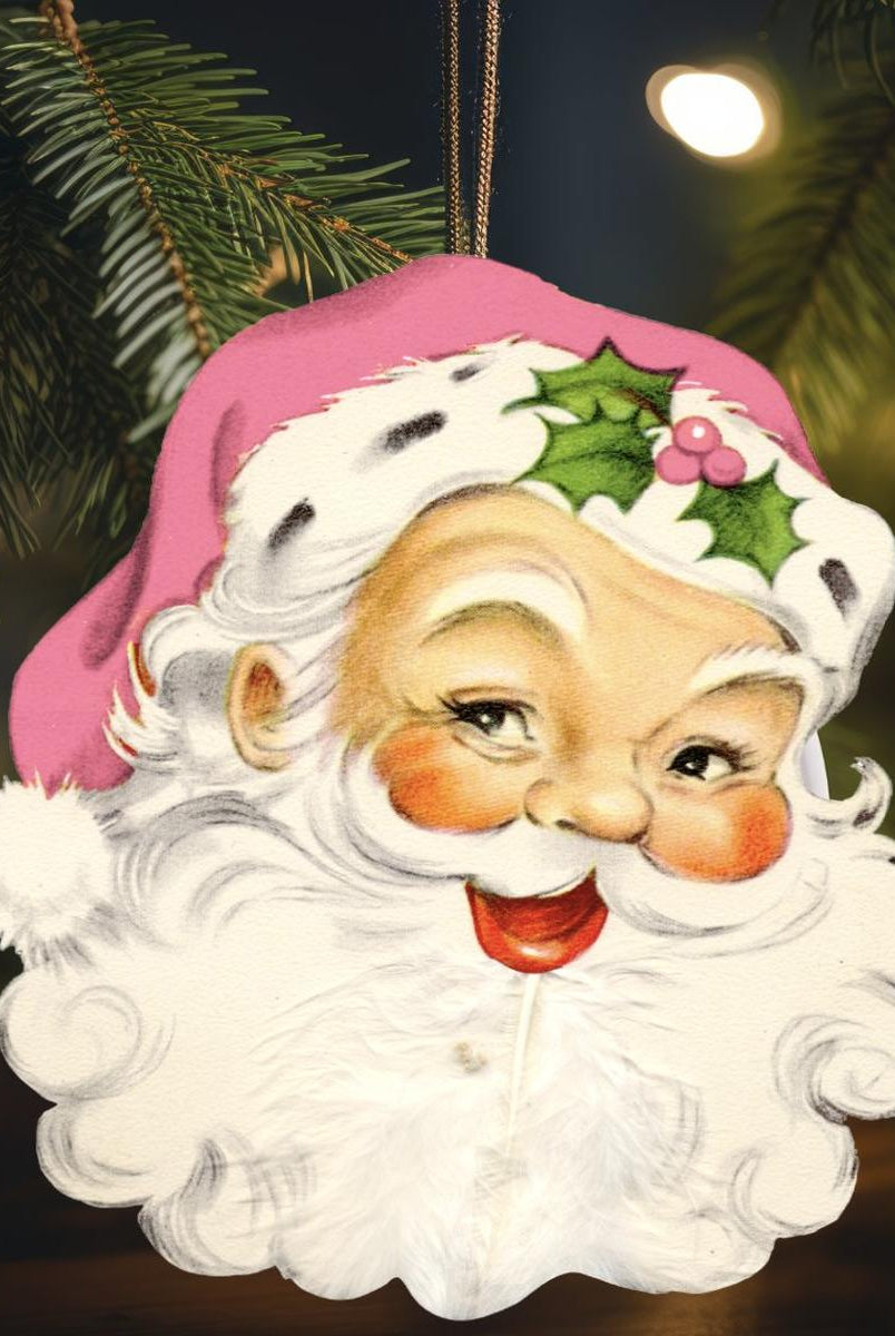 Shop For Pink Vintage Santa Face Sign SF1 - Wreath Enhancement at Michelle's aDOORable Creations