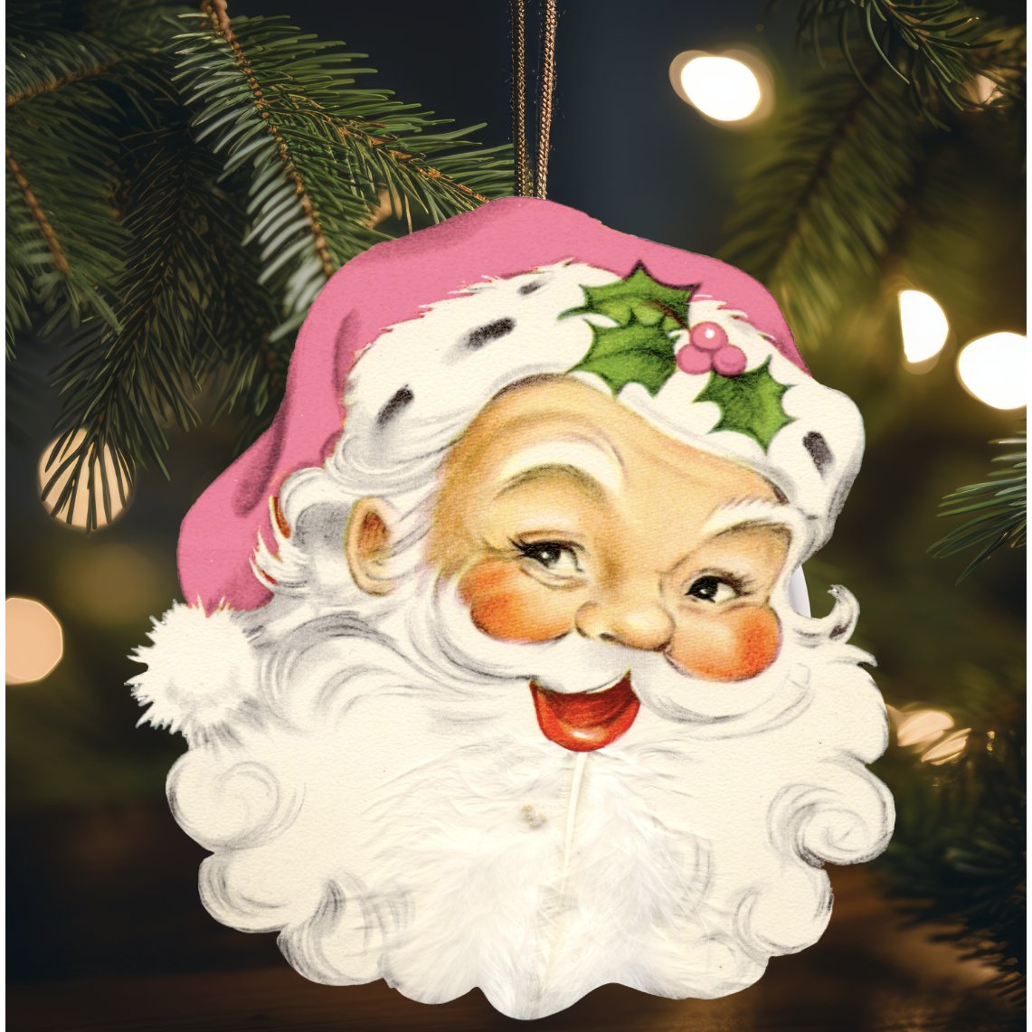 Shop For Pink Vintage Santa Face Sign SF1 - Wreath Enhancement at Michelle's aDOORable Creations