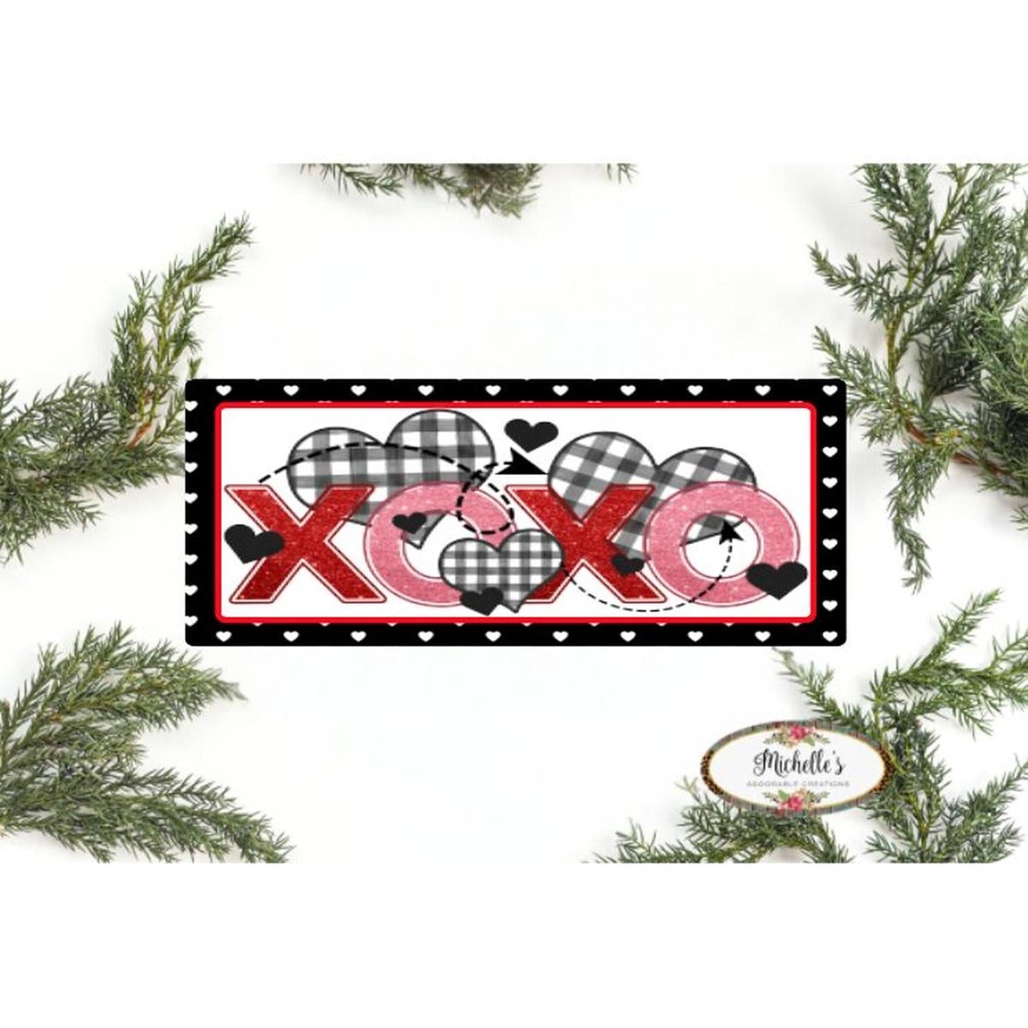 Shop For Plaid XOXO Valentine Hearts Sign - Wreath Enhancement at Michelle's aDOORable Creations
