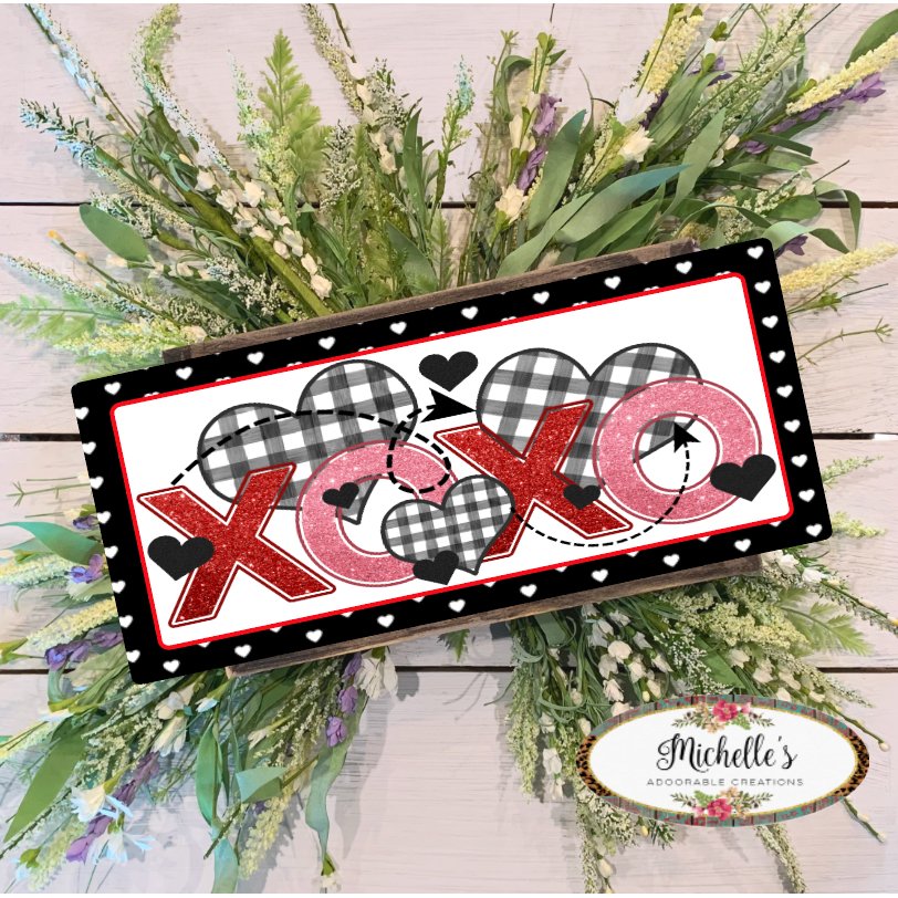 Shop For Plaid XOXO Valentine Hearts Sign - Wreath Enhancement at Michelle's aDOORable Creations