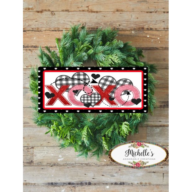 Shop For Plaid XOXO Valentine Hearts Sign - Wreath Enhancement at Michelle's aDOORable Creations