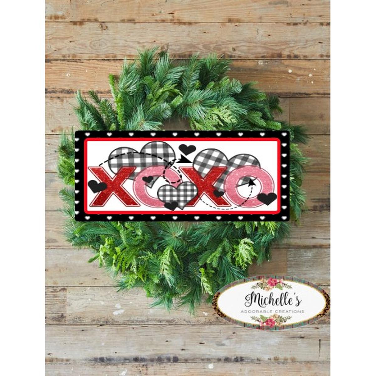 Shop For Plaid XOXO Valentine Hearts Sign - Wreath Enhancement at Michelle's aDOORable Creations
