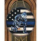 Shop For Police Officer Thin Blue Line Round Sign - Wreath Enhancement at Michelle's aDOORable Creations
