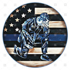 Shop For Police Officer Thin Blue Line Round Sign - Wreath Enhancement at Michelle's aDOORable Creations