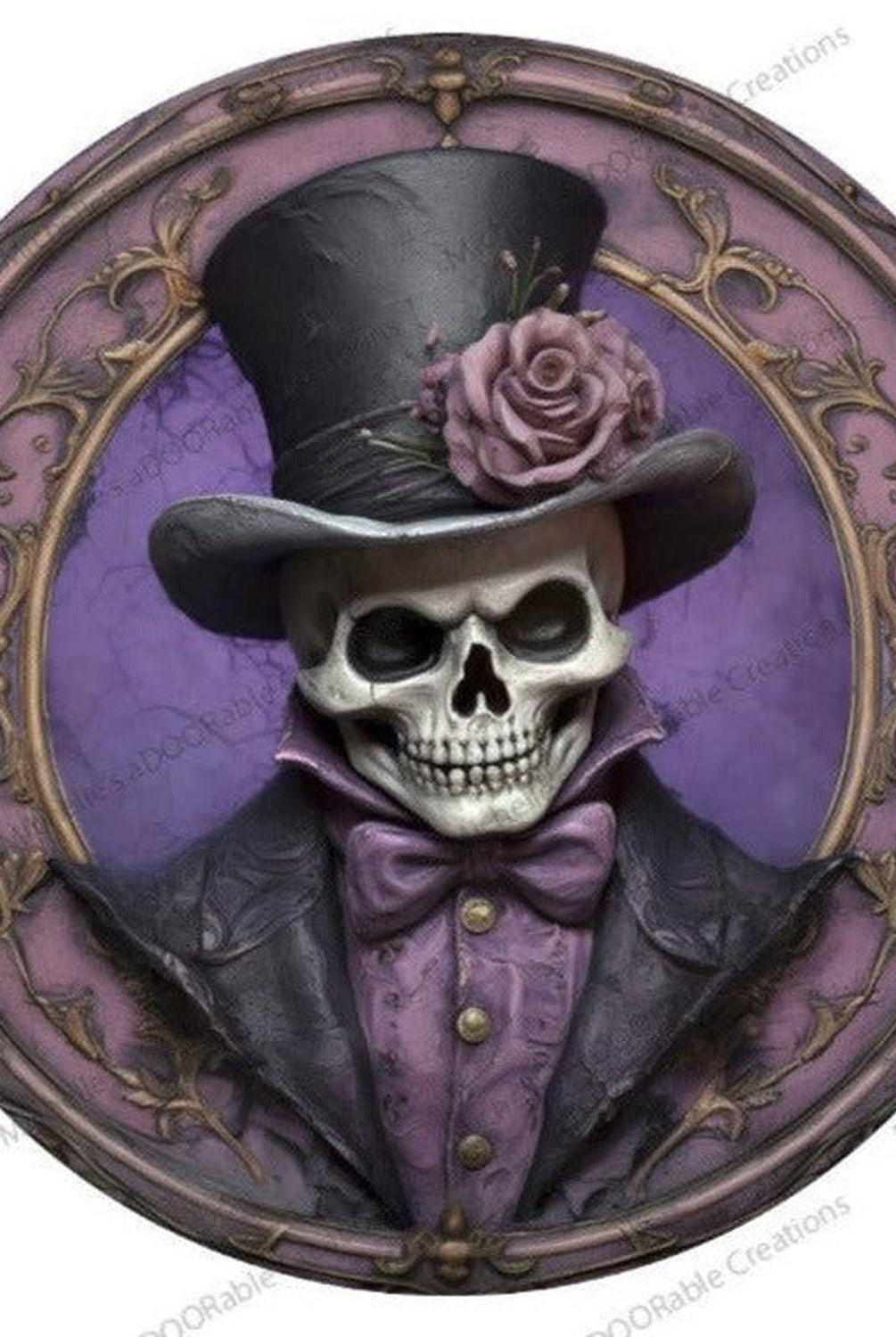 Purple Groom Portrait Skeleton Sign