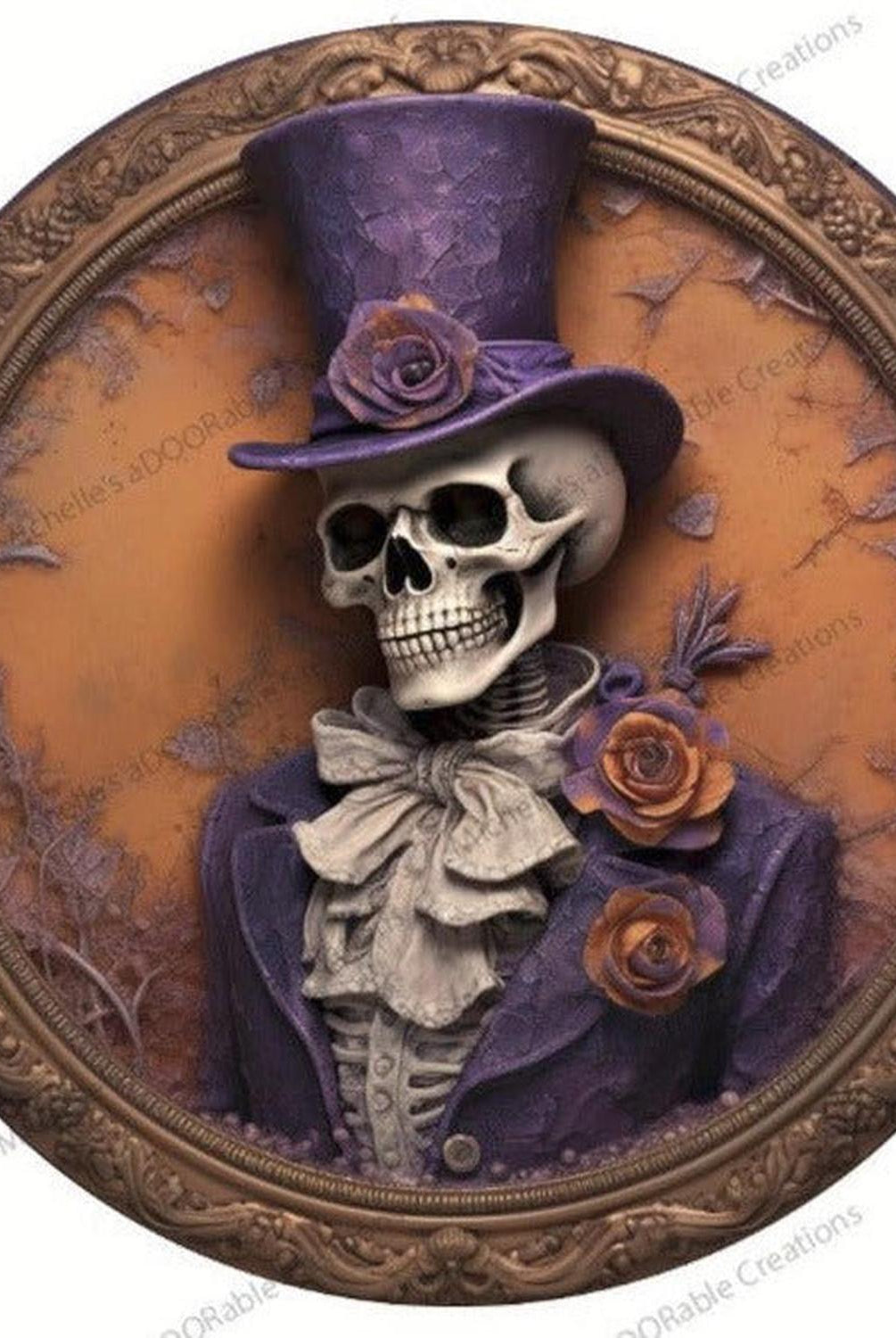 Purple Suit Skeleton Groom Portrait Sign