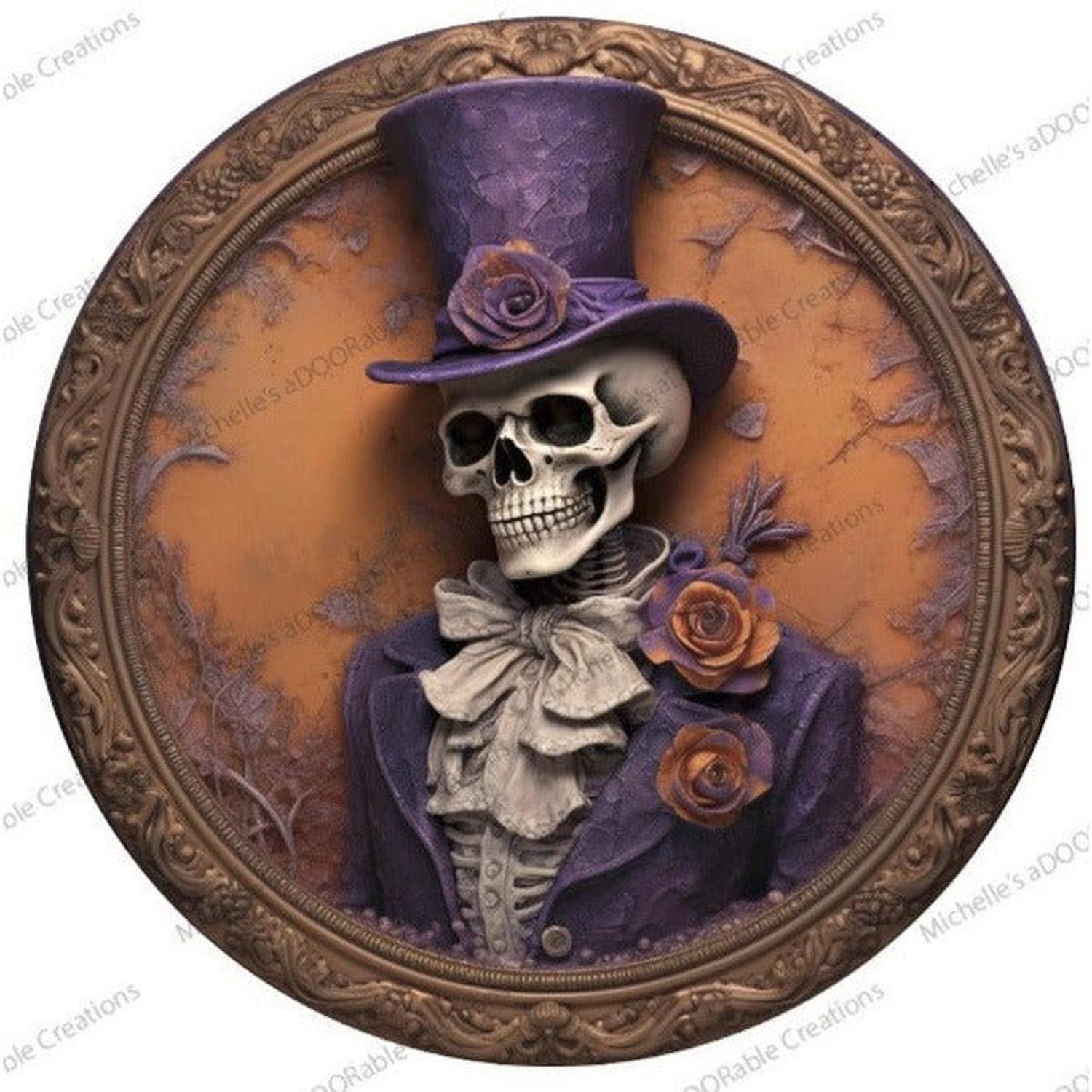 Shop For Purple Suit Skeleton Groom 3D Sign - Wreath Enhancement at Michelle's aDOORable Creations