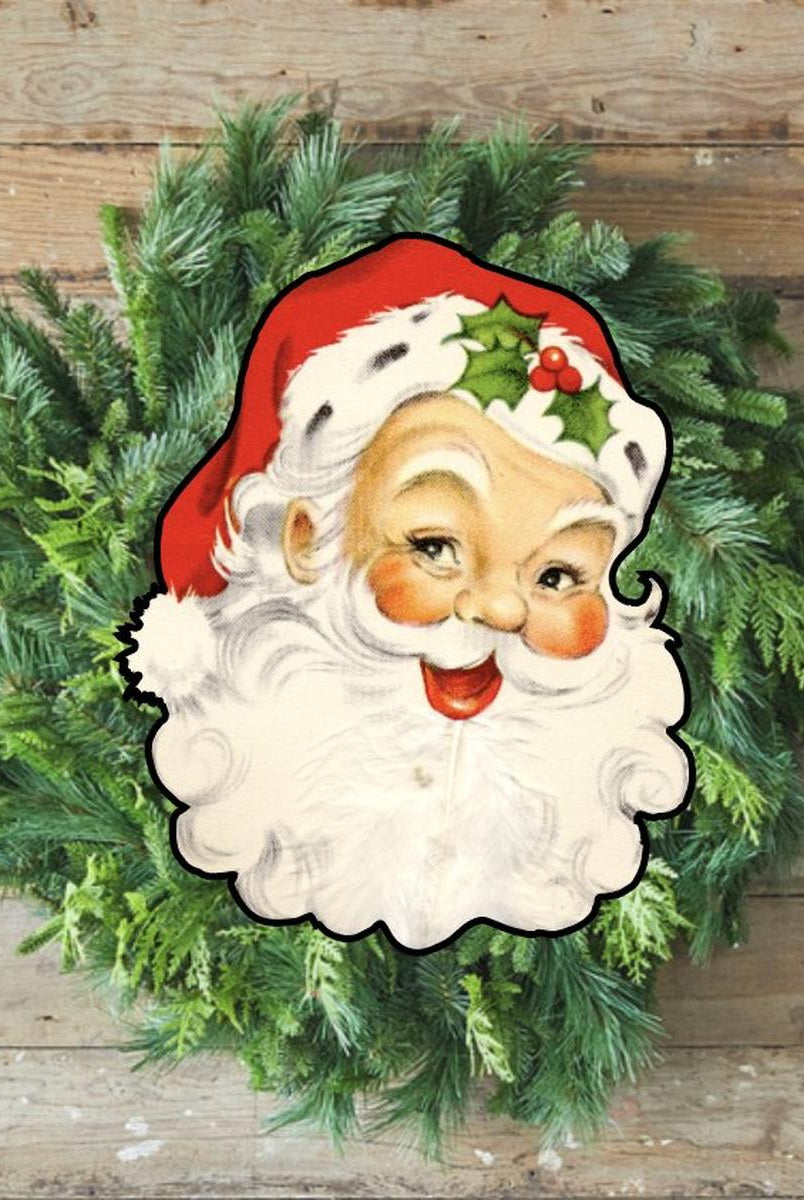 Shop For Red Vintage Santa Face Sign SF1 - Wreath Enhancement at Michelle's aDOORable Creations