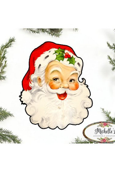 Shop For Red Vintage Santa Face Sign SF1 - Wreath Enhancement at Michelle's aDOORable Creations