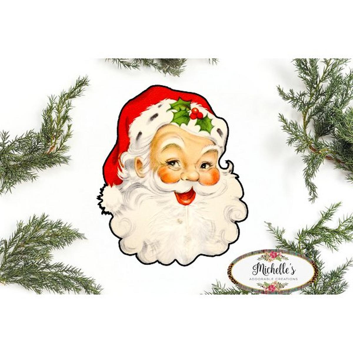 Shop For Red Vintage Santa Face Sign SF1 - Wreath Enhancement at Michelle's aDOORable Creations