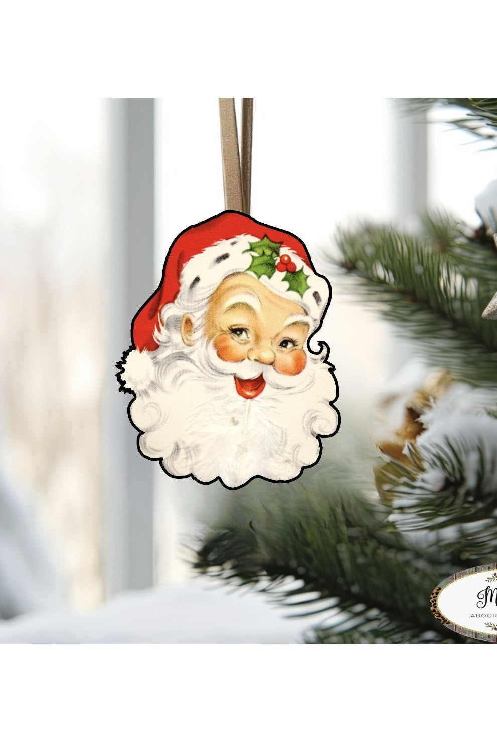 Shop For Red Vintage Santa Face Sign SF1 - Wreath Enhancement at Michelle's aDOORable Creations