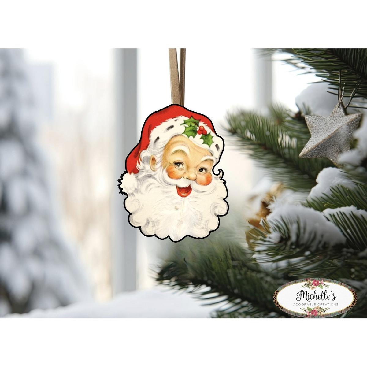 Shop For Red Vintage Santa Face Sign SF1 - Wreath Enhancement at Michelle's aDOORable Creations