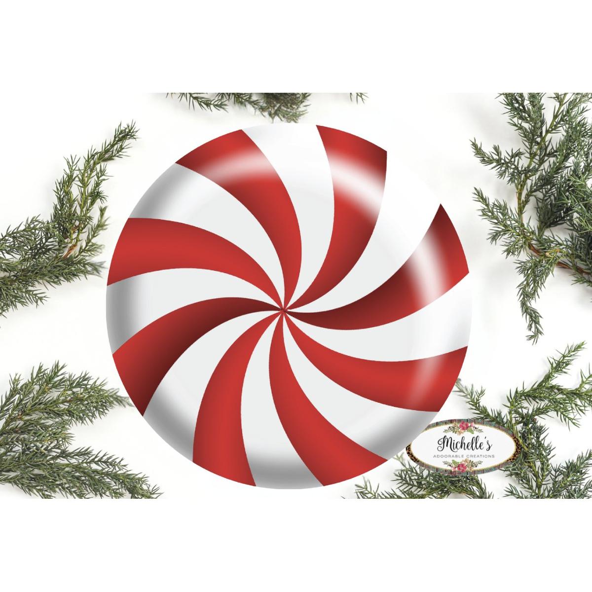 Shop For Red White Peppermint Candy Round Sign - Wreath Enhancement at Michelle's aDOORable Creations