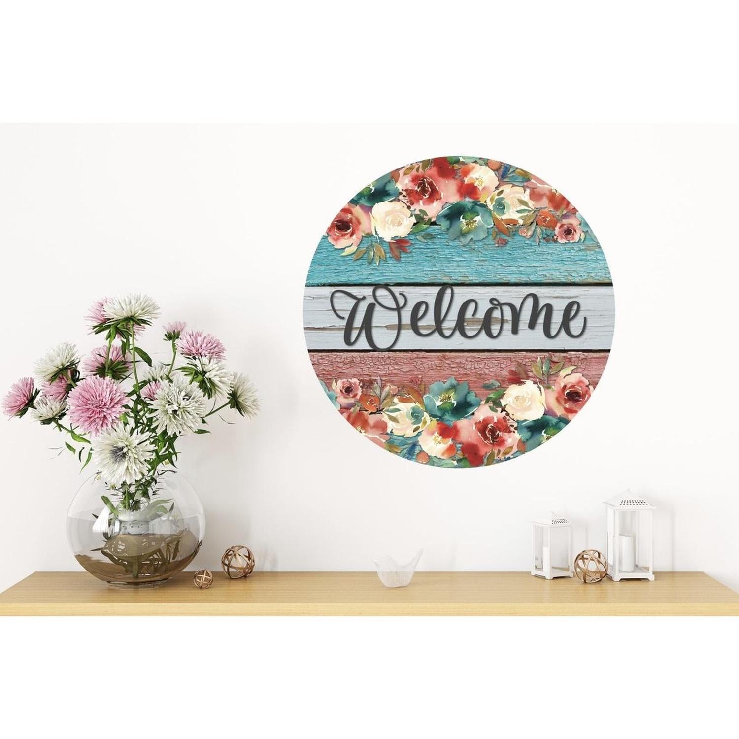 Shop For Rustic Welcome Wood Roses Sign - Wreath Enhancement at Michelle's aDOORable Creations