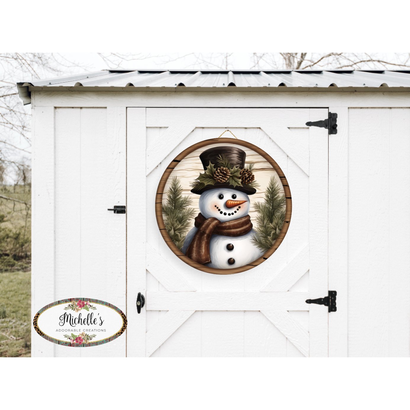 Shop For Rustic Wood Snowman Sign - Wreath Enhancement at Michelle's aDOORable Creations