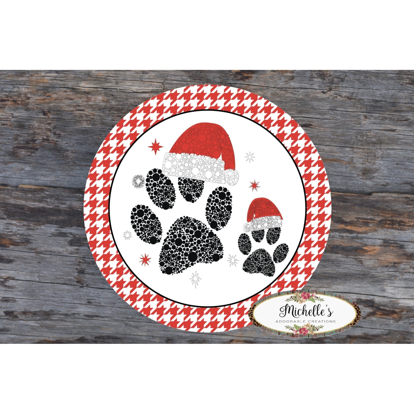 Shop For Santa Hat Paws Round Sign - Wreath Enhancement at Michelle's aDOORable Creations
