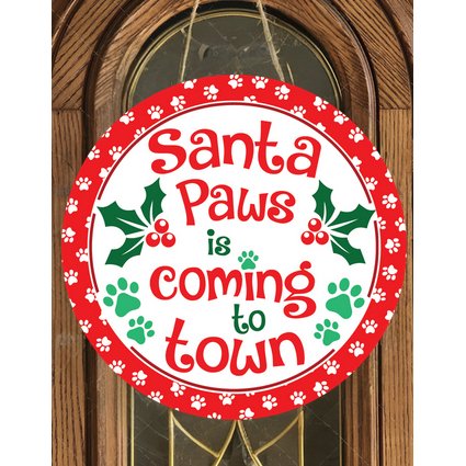 Shop For Santa Paws Christmas Round Sign - Wreath Enhancement at Michelle's aDOORable Creations