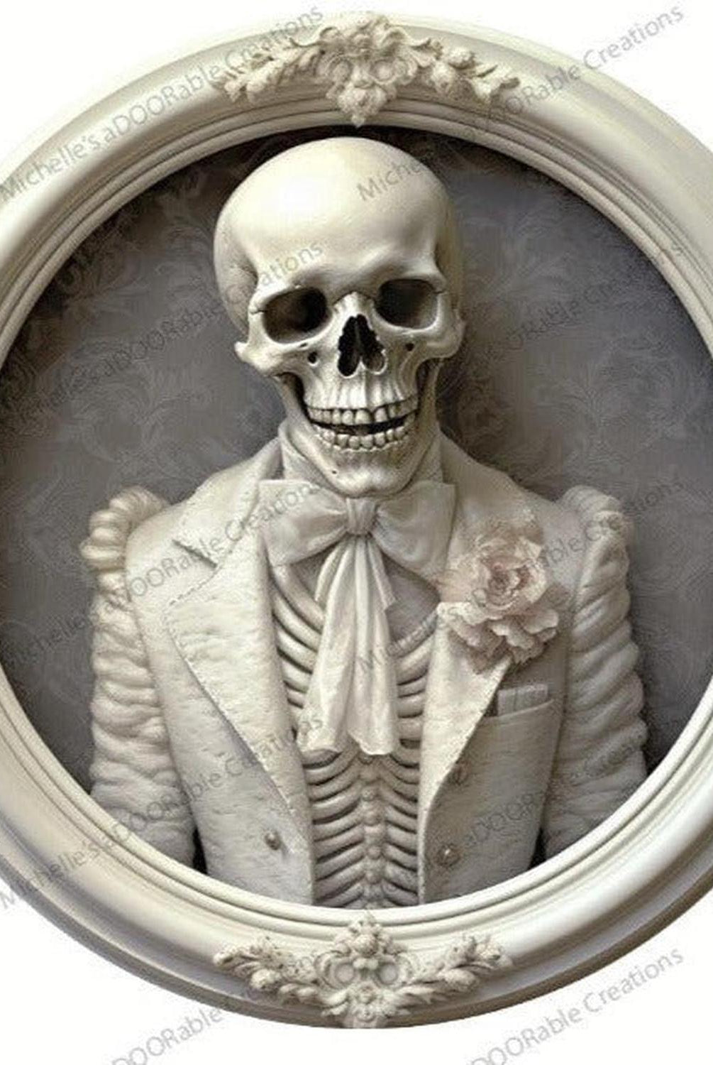 White Skeleton Groom Portrait Sign